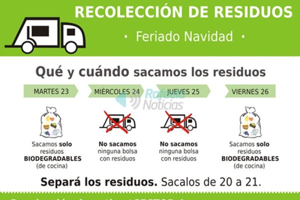 Miércoles 24 y jueves 25 NO sacamos los residuos