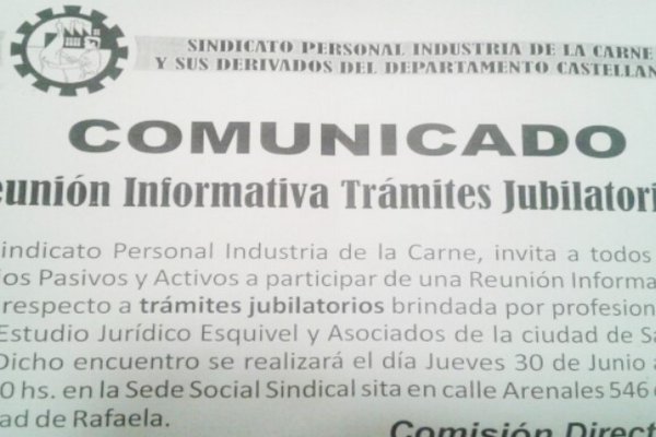 Reunión informativa para trámites jubilatorios