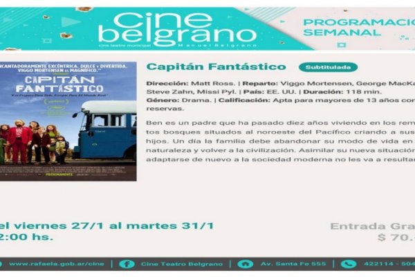 Variadas propuestas llegan al Cine Belgrano