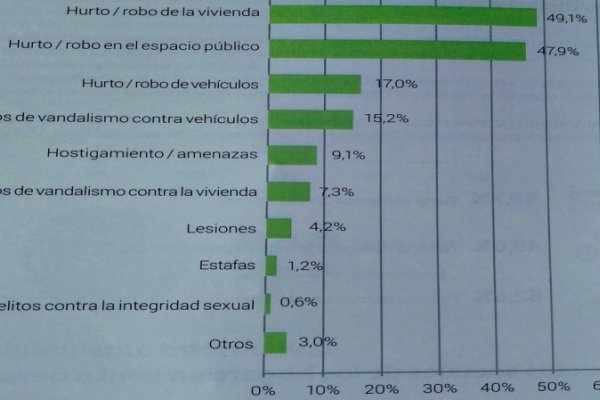 En el 23,8 % de los hogares al menos algún miembro fue víctima de algún delito