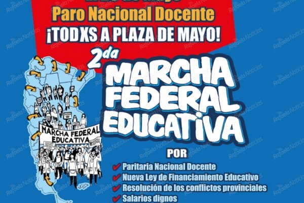 Convocan a un paro docente para el 23 de mayo