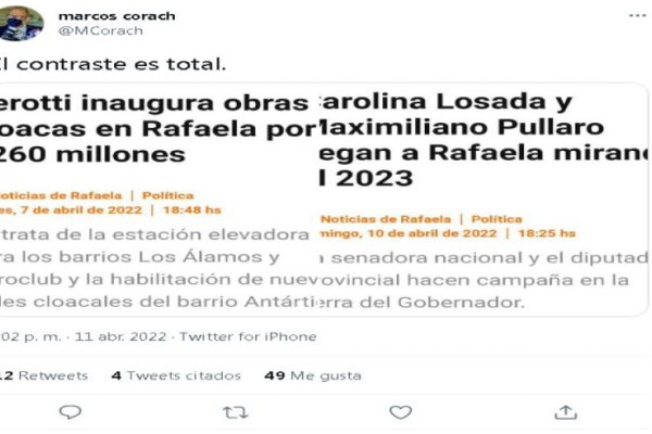 Corach crítico con la visita de Losada y Pullaro a Rafaela