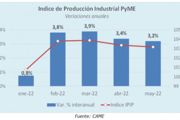 La industria pyme subió 3,2% anual en mayo