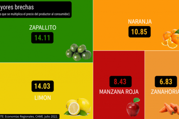 El consumidor pagó 3,6 veces más de lo que cobró el productor de agroalimentos