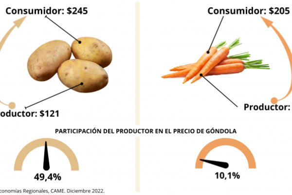 Lo que sale del campo, se paga en góndola 3,4 veces más