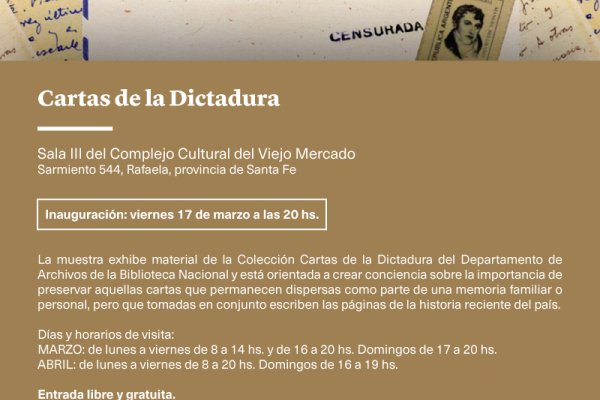 Se presenta la muestra Cartas de la Dictadura en Rafaela