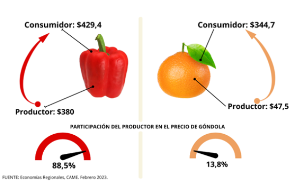 El consumidor pagó 3,1 veces más de lo que cobró el productor