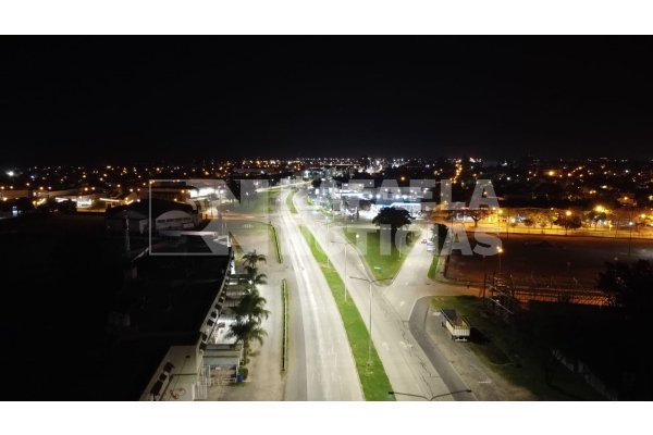 Desde el aire, así se ve la nueva iluminación en la travesía urbana de la RN34