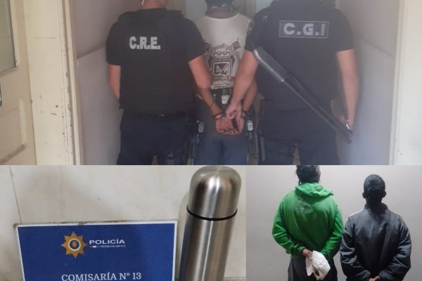 Colombianos detenidos, secuestro de un cuchillo e intento de golpes a la policia