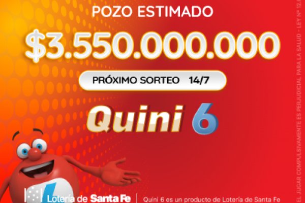 ¡El Quini te espera el domingo con un pozo récord de $3.550 millones!