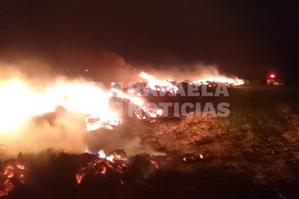 Millonarias pérdidas en un campo de Rafaela por incendio de rollos