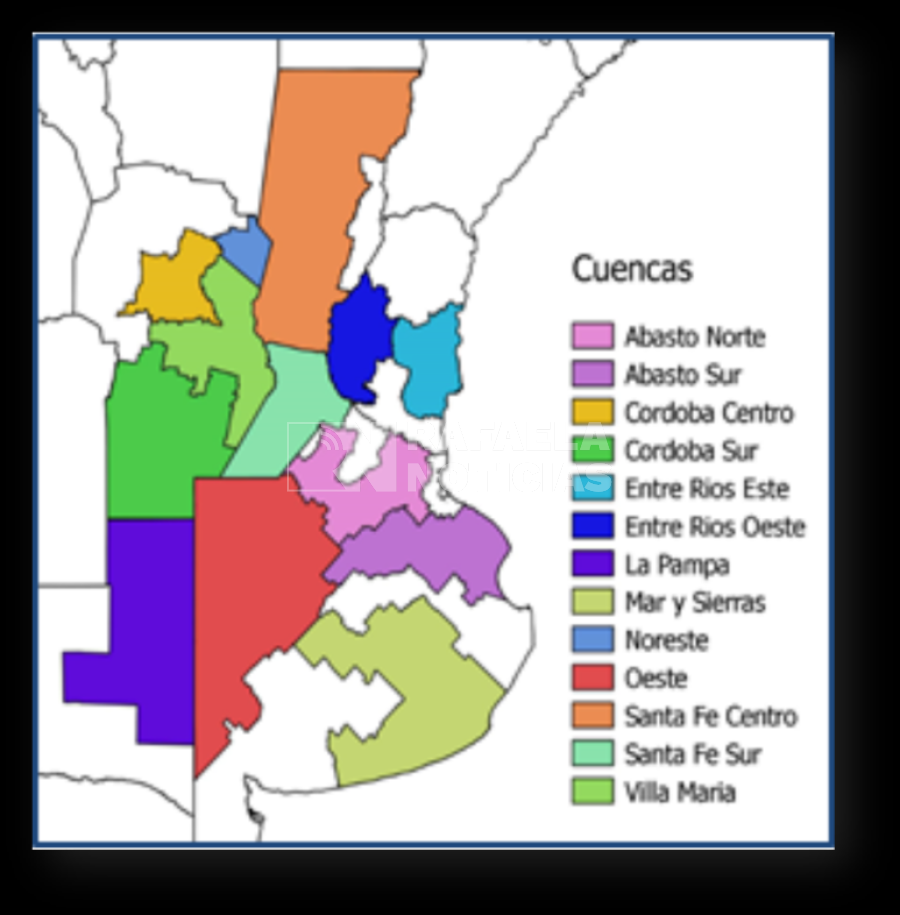 El mapa de las cuencas lecheras del país.