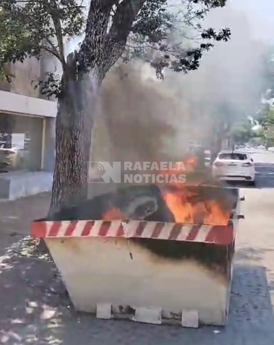 El fuego en el interior del contenedor.